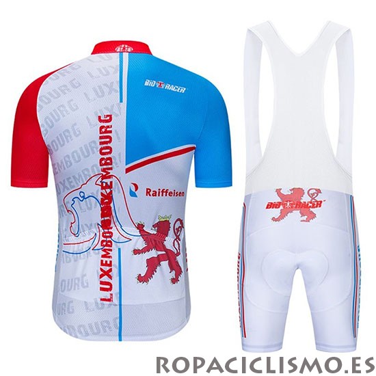 2020 Maillot Lussemburgo Tirantes Mangas Cortas Azul Blanco Rojo